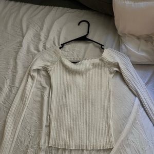 rib-knit off or on the shoulder long sleeve